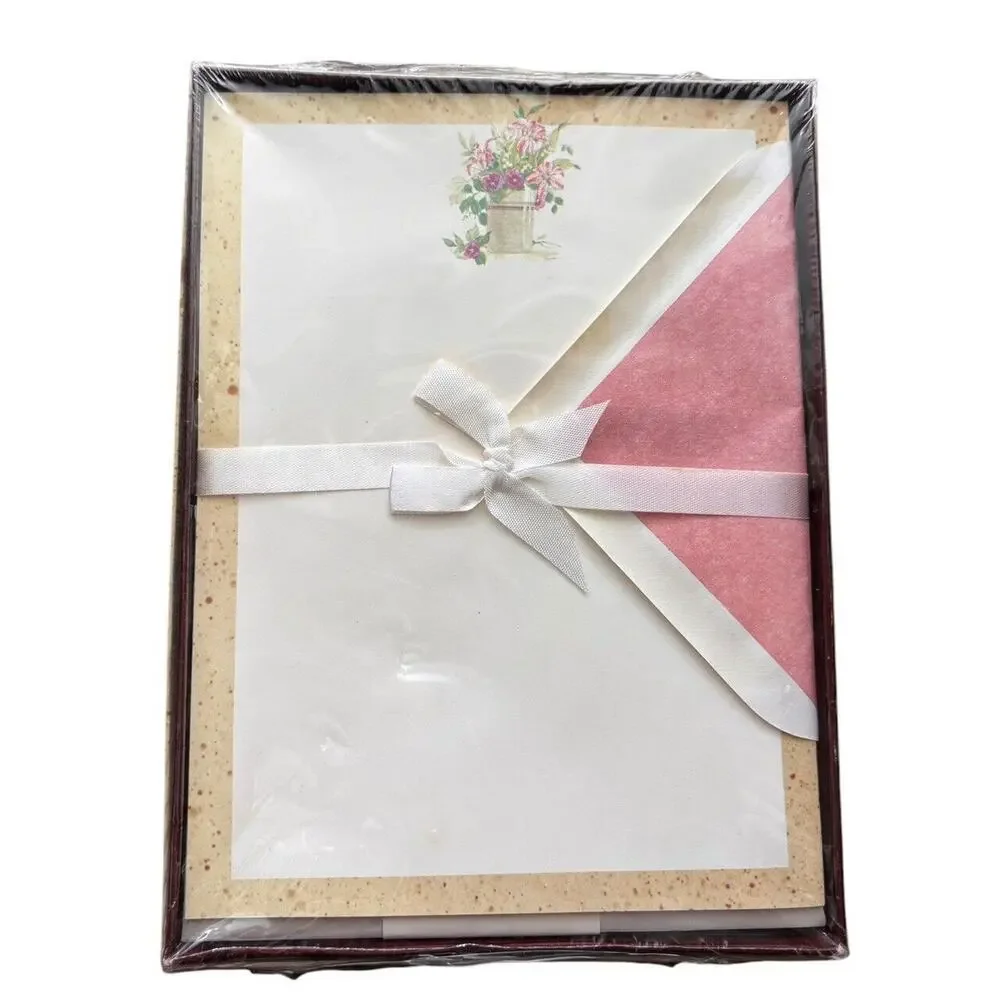 New Vintage Mead STATIONERY 12 Sheets Paper Montag Floral Pink
